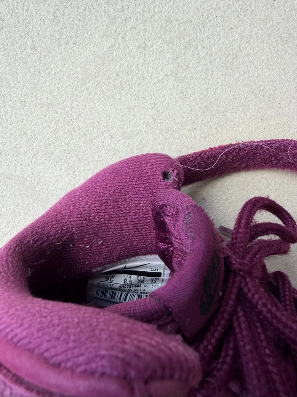 Nike Kids Purple High-Top Sneakers with Gum Sole